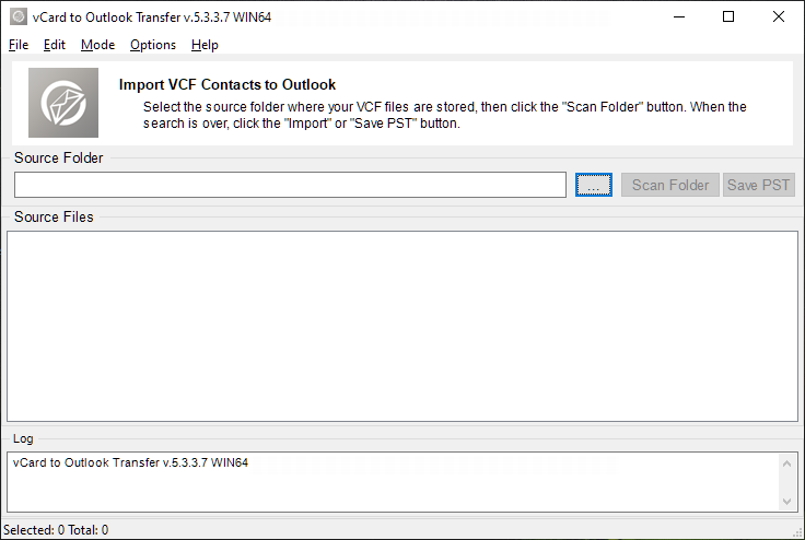 Execute o conversor de vCard para PST