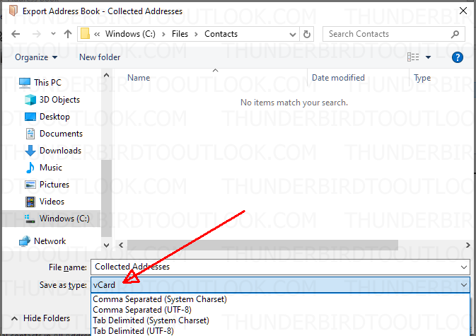 exporting emails from thunderbird to outlook
