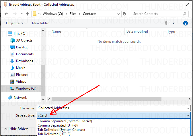 Thunderbird - export address book to vCard files