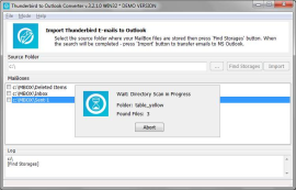 Thunderbird to Outlook Converter finds where Thunderbird stores emails