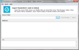Thunderbird to Outlook Converter after startup