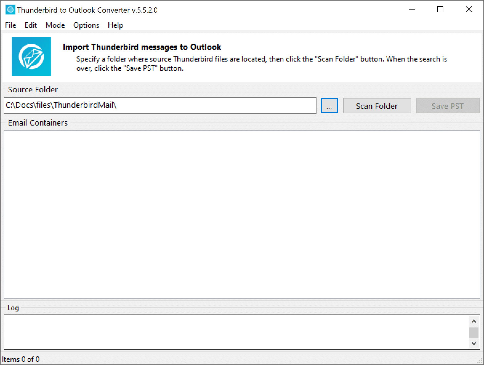 1. Launch the Thunderbird Converter— it automatically locates your Thunderbird MBOX files for processing.