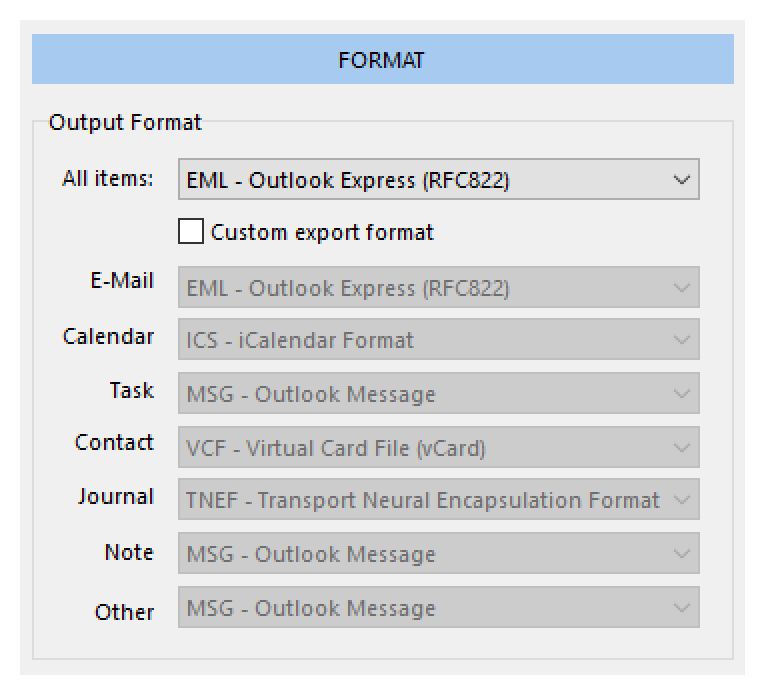 Export Outlook messages to EML files