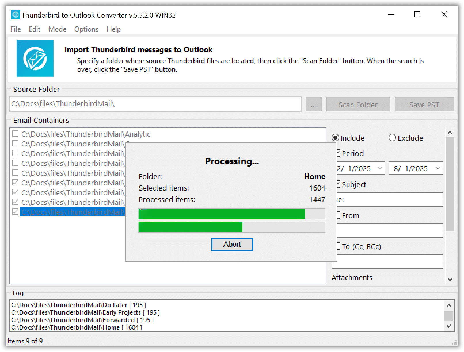 Thunderbird email conversion software